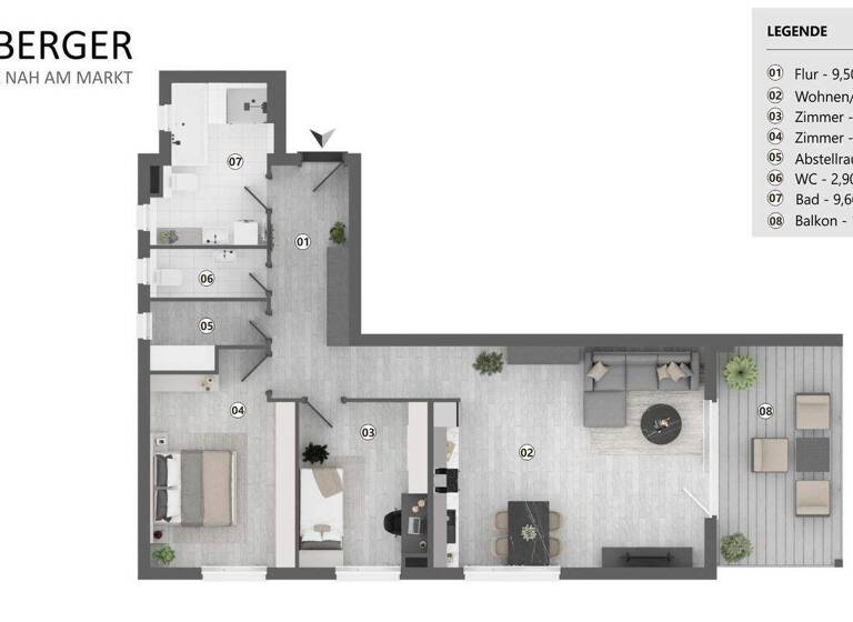 Wohnung zum Kauf 740.000 € 3 Zimmer 94 m² 2. Geschoss Aising Rosenheim 83026