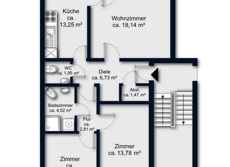 Wohnung zum Kauf 127.000 € 3 Zimmer 76 m² Schönebeck Bremen / Schönebeck 28757