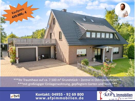 Einfamilienhaus zum Kauf 439.000 € 6 Zimmer 270 m² 7.500 m² Grundstück Ostrhauderfehn 26842