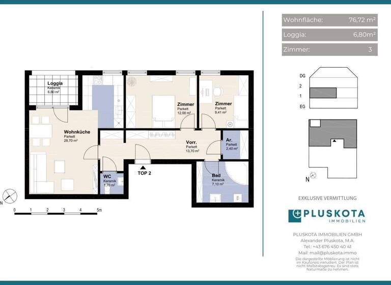 Wohnung zur Miete 951 € 3 Zimmer 76,7 m² 1. Geschoss Wien 1230