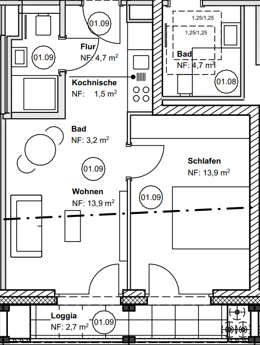 Wohnung zur Miete 940 € 2 Zimmer 40 m²<br/>Wohnfläche 1.<br/>Geschoss 01.03.2025<br/>Verfügbarkeit Fellbach - Kernstadt Fellbach 70734