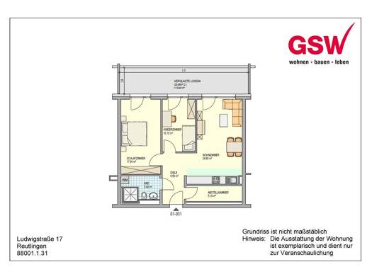 Wohnung zur Miete - Erstbezug 1.152 € 3 Zimmer 80 m² 4. Geschoss frei ab 01.05.2026 Ludwigstraße 17 Oststadt Reutlingen 72766