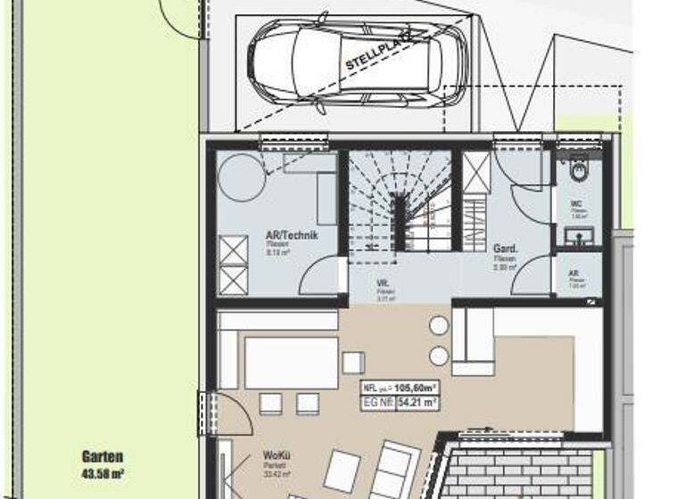 Reihenmittelhaus zum Kauf - Erstbezug 392.800 € 4 Zimmer 106 m² Ladendorf 2126