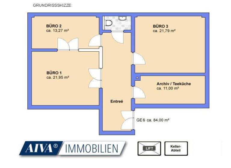 Bürofläche zur Miete 924 € 4 Zimmer 84 m² Bürofläche Maxstraße Wilsdruffer Vorstadt/Seevorstadt-West Dresden 01067
