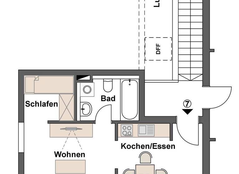 Studio zur Miete 250 € 1 Zimmer 23 m² 3. Geschoss frei ab 01.06.2026 Am Hochweg 10 Sachsen Sachsen bei Ansbach 91623