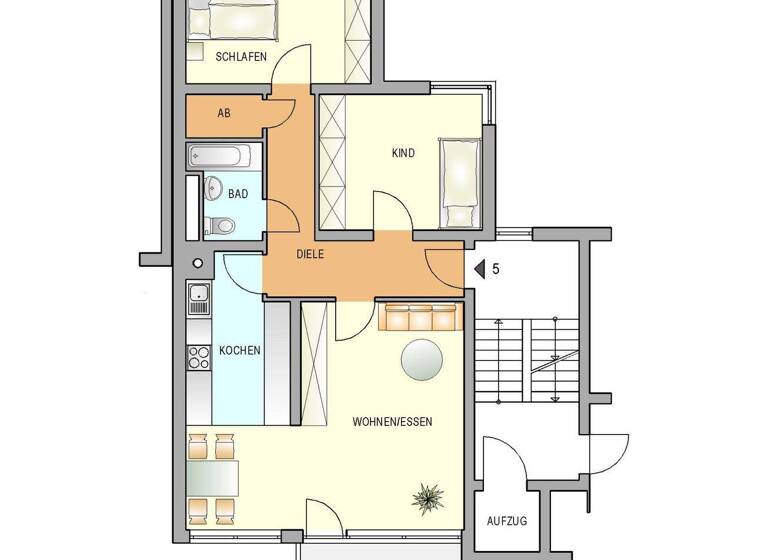 Wohnung zur Miete nur mit Wohnberechtigungsschein 456 € 3 Zimmer 76,7 m² 2. Geschoss frei ab 01.03.2026 Brunnengasse 9 Innen Remscheid 42853