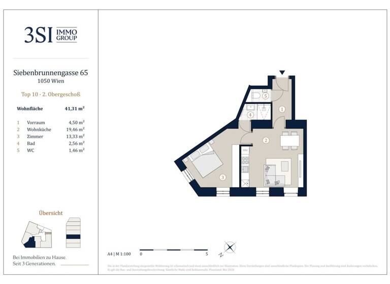 Wohnung zum Kauf - Erstbezug 330.000 € 2 Zimmer 41,3 m² frei ab sofort Wien 1050