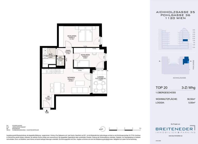 Wohnung zum Kauf - Erstbezug 425.000 € 3 Zimmer 56,5 m² 1. Geschoss Wien 1120