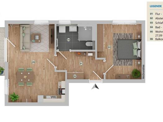 Wohnung zur Miete 398 € 2 Zimmer 58,5 m² 2. Geschoss Zur Steilküste 6 Andershof Stralsund 18439