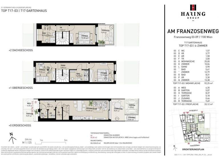 Reihenmittelhaus zum Kauf - Erstbezug 634.500 € 4 Zimmer 92,3 m² Franzosenweg 3-5 Wien 1100