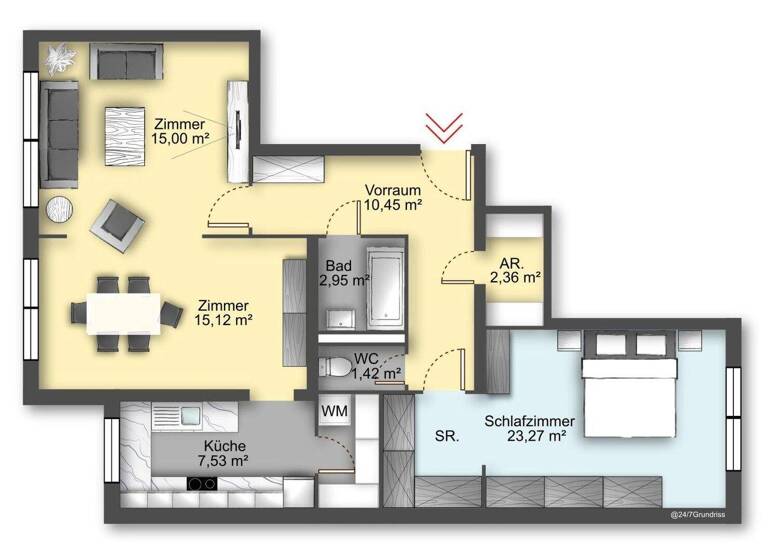 Wohnung zur Miete 1.006 € 2 Zimmer 78,1 m² Wien 1230