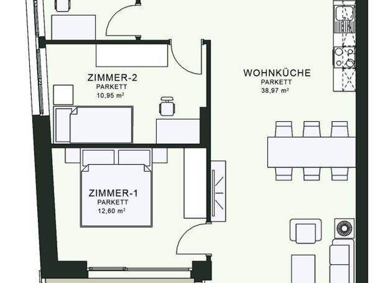 Wohnung zur Miete - Erstbezug 986 € 4 Zimmer 89,6 m² 2. Geschoss frei ab sofort Fröhlichgasse 23-35 Jakomini Graz 8010
