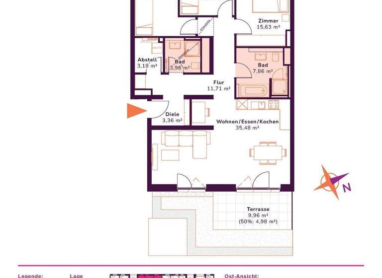 Wohnung zur Miete - Erstbezug 2.350 € 4 Zimmer 108,8 m² EG Archenholdstrasse 21 Friedrichsfelde Berlin 10315
