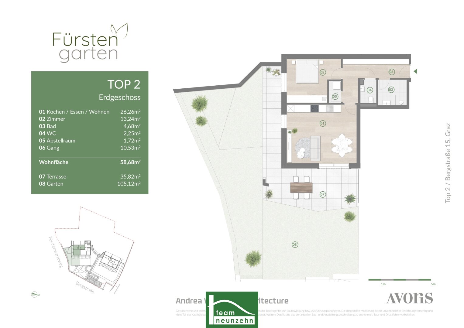 Wohnung zum Kauf provisionsfrei 459.001 € 2 Zimmer 58,6 m²<br/>Wohnfläche EG<br/>Geschoss Bergstraße 15 Eggenberg Graz 8020