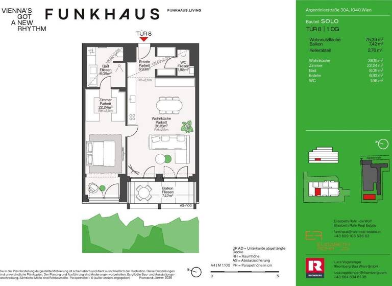Wohnung zum Kauf - Erstbezug 860.000 € 2 Zimmer 75,4 m² frei ab 01.12.2027 Argentinierstraße 30 Wien 1040