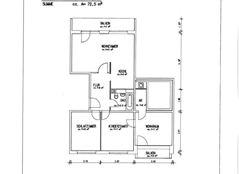 Wohnung zur Miete 440 € 4 Zimmer 73,4 m² 1. Geschoss Hermann-Danz-Straße 16 Hermsdorf 07629