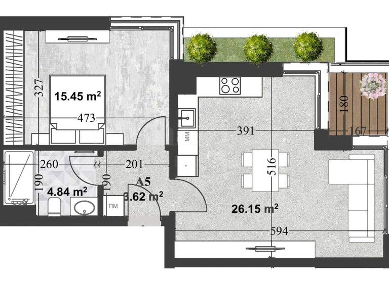 Studio zum Kauf 178.500 € 2 Zimmer 78,5 m² Sofia