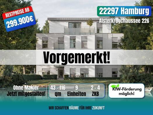 Penthouse zum Kauf - Neubau provisionsfrei 899.900 € 4 Zimmer 116 m² 3. Geschoss frei ab 31.03.2027 Alsterdorf Hamburg 22297