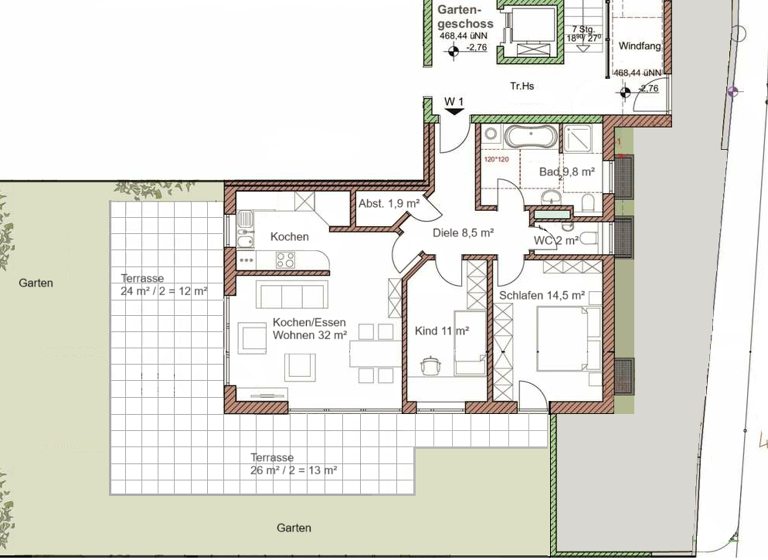 Wohnung zum Kauf 450.000 € 3,5 Zimmer 101 m²<br/>Wohnfläche EG<br/>Geschoss ab sofort<br/>Verfügbarkeit Ettenkirch 1 Friedrichshafen 88048