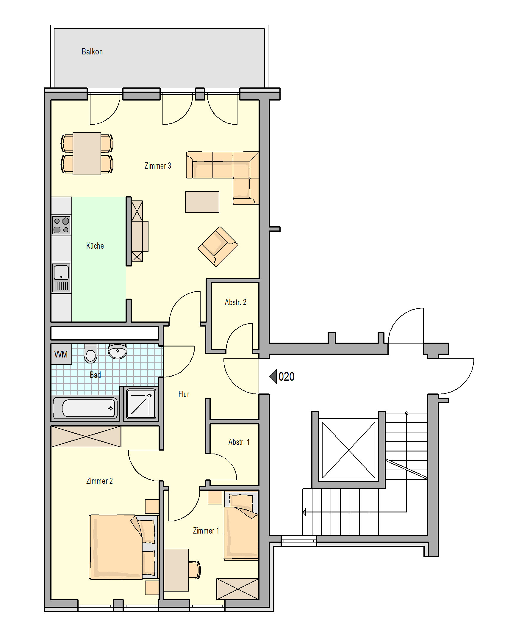 Wohnung zur Miete 950 € 3 Zimmer 82,8 m²<br/>Wohnfläche 1.<br/>Geschoss Barbara 2 Trier 54290