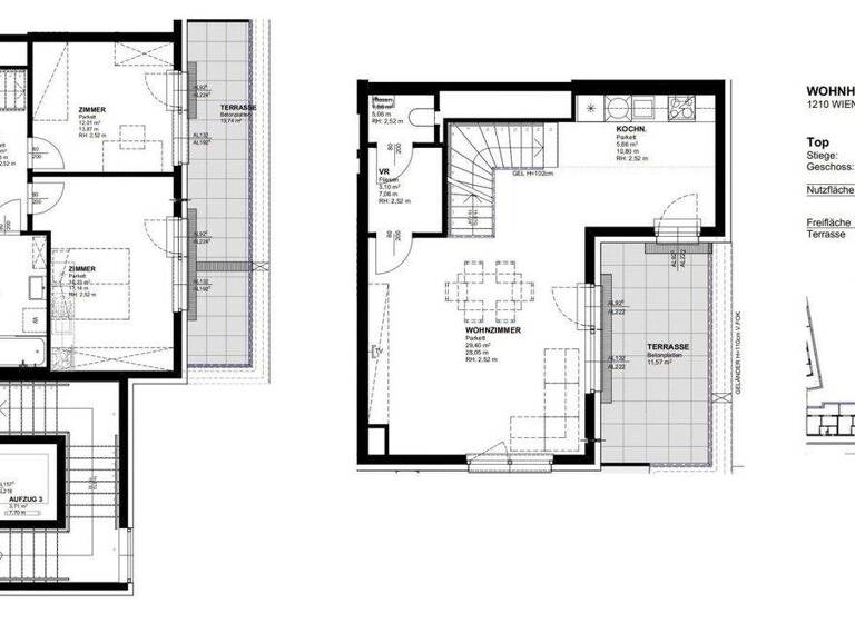 Wohnung zur Miete 1.209 € 3 Zimmer 84,4 m² 5. Geschoss frei ab 01.07.2026 Prager Straße 105 + 109 Wien 1210