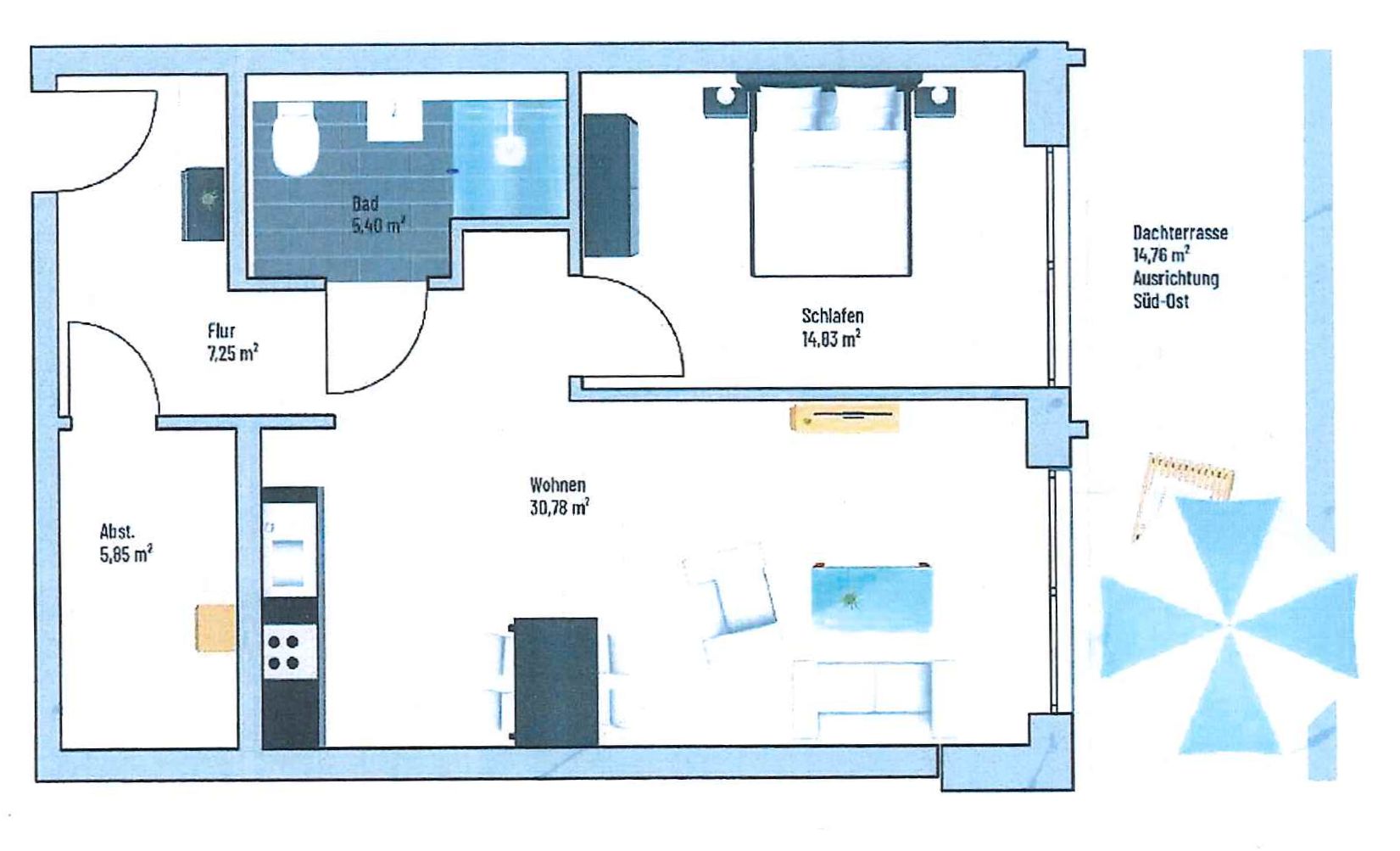 Wohnung zur Miete 930 € 2 Zimmer 71,5 m²<br/>Wohnfläche 1.<br/>Geschoss ab sofort<br/>Verfügbarkeit Wald Mitte - Eigen Solingen 42719