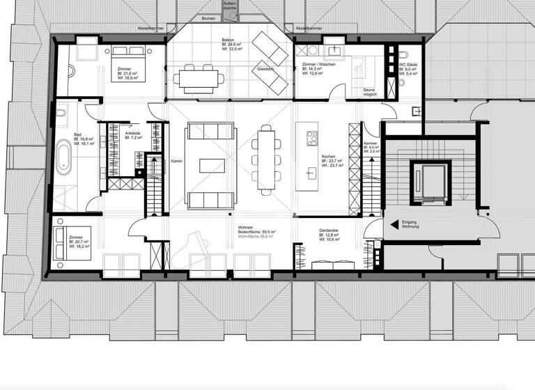 Maisonette zum Kauf provisionsfrei 2.490.000 € 4 Zimmer 229,7 m² 3. Geschoss Oberau Freiburg im Breisgau 79102