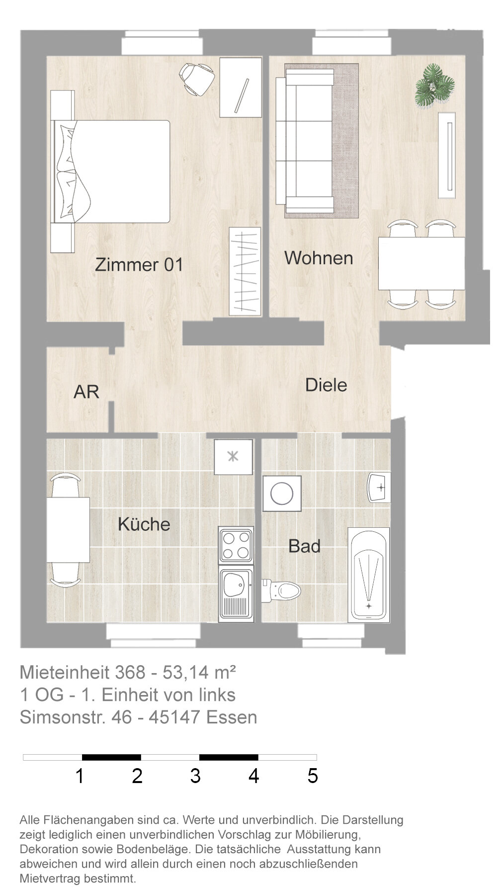 Wohnung zur Miete 548 € 2 Zimmer 53,1 m²<br/>Wohnfläche 1.<br/>Geschoss 01.02.2025<br/>Verfügbarkeit Simsonstr. 46 Holsterhausen Essen 45147