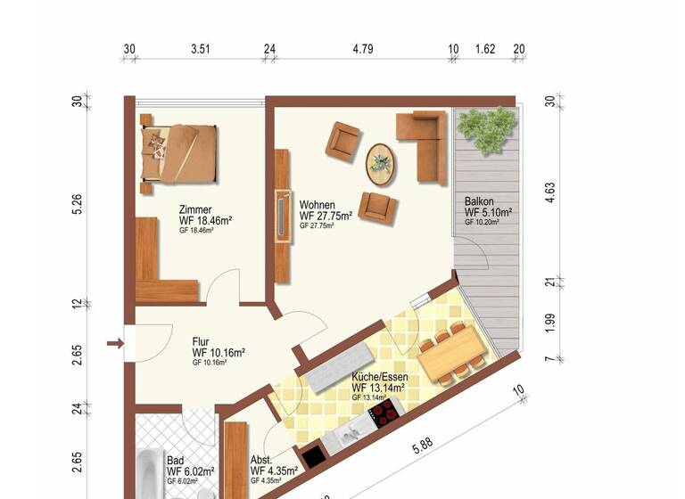 Wohnung zum Kauf 279.000 € 2 Zimmer 84 m² 5. Geschoss Ettlingen 76275