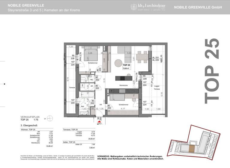 Wohnung zum Kauf - Erstbezug 459.000 € 3 Zimmer 72,7 m² Kematen an der Krems 4531