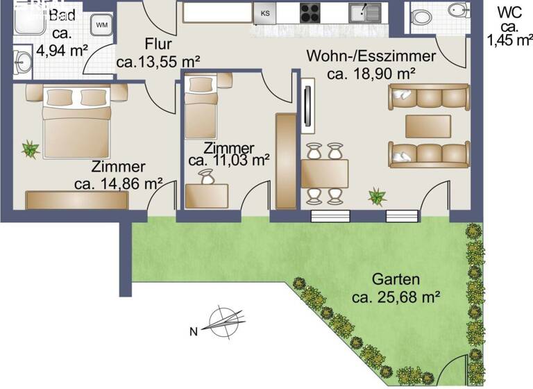 Wohnung zur Miete 897 € 3 Zimmer 64,5 m² frei ab 15.07.2026 Neusiedl am See 7100