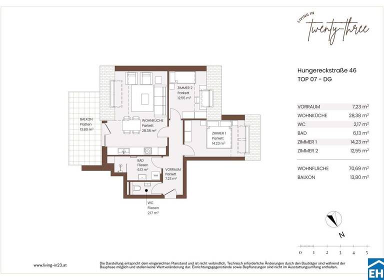 Wohnung zum Kauf - Erstbezug 449.000 € 3 Zimmer 70,7 m² 3. Geschoss Hungereckstraße Wien 1230