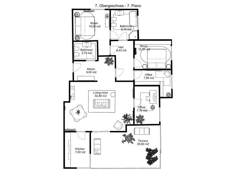Penthouse zur Miete 2.200 € 5 Zimmer 162 m² 8. Geschoss Bozen 39100