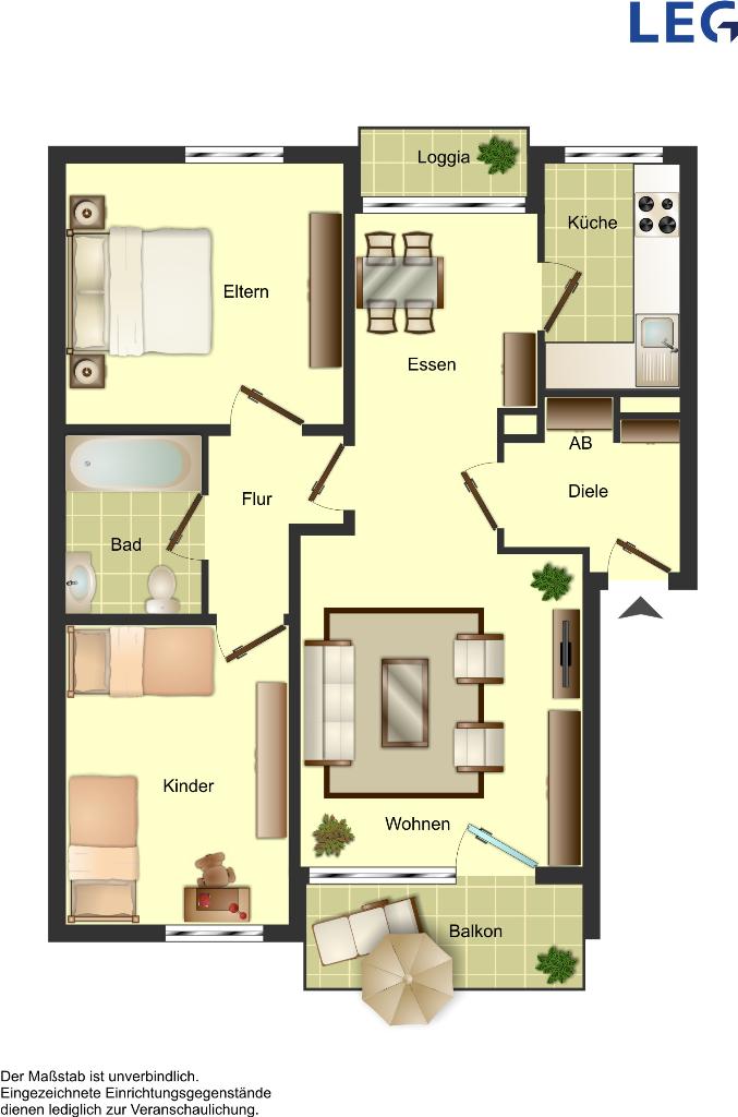 Wohnung zur Miete 839 € 3 Zimmer 74 m²<br/>Wohnfläche 1.<br/>Geschoss Grünauer Straße 9 Berliner Viertel Monheim 40789