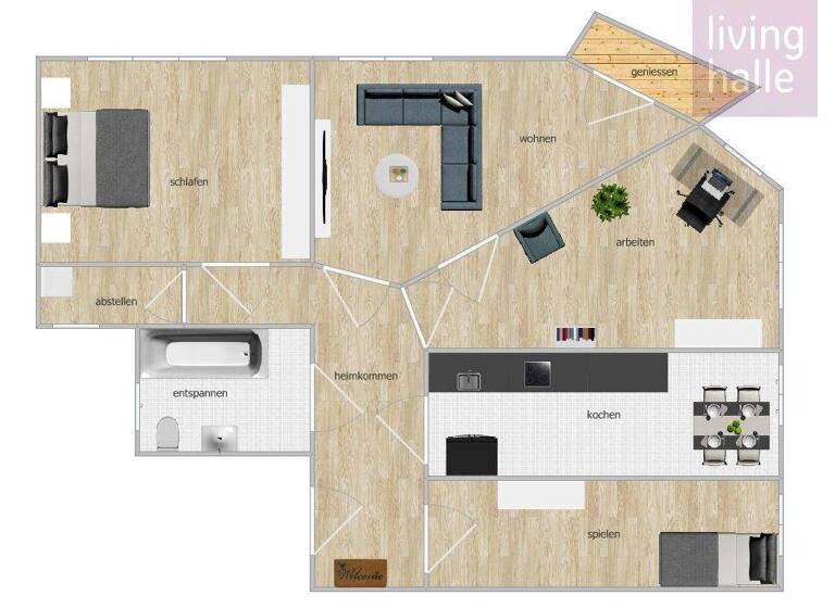 Wohnung zur Miete 1.124 € 4 Zimmer 107 m² 2. Geschoss Wielandstraße 8 Paulusviertel Halle 06114
