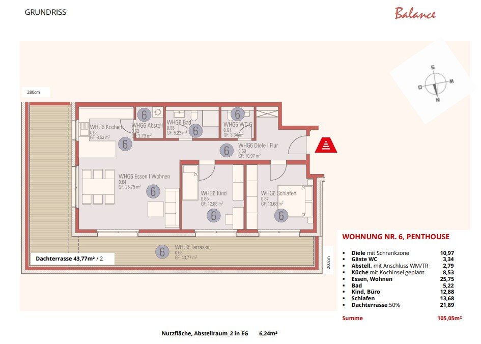 Penthouse zur Miete 1.365 € 3 Zimmer 105 m²<br/>Wohnfläche EG<br/>Geschoss Odenheim Östringen / Odenheim 76684