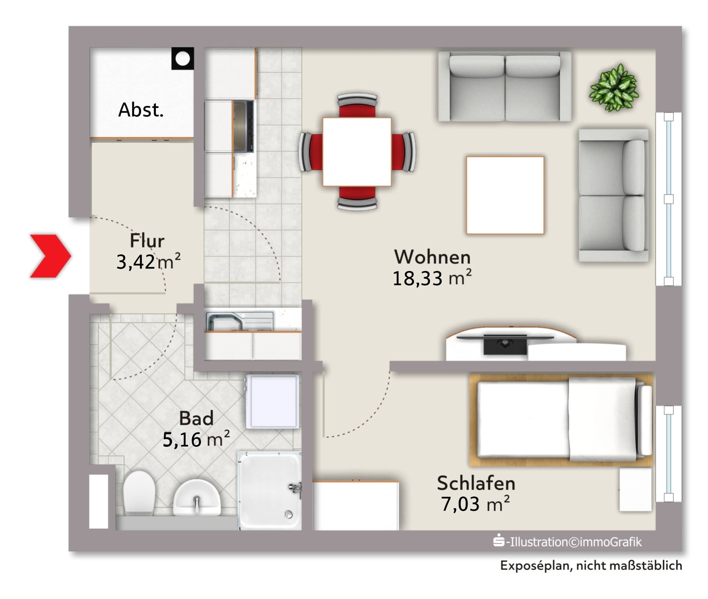 Wohnung zum Kauf 119.000 € 1,5 Zimmer 34 m²<br/>Wohnfläche Stadtgebiet Landsberg 86899