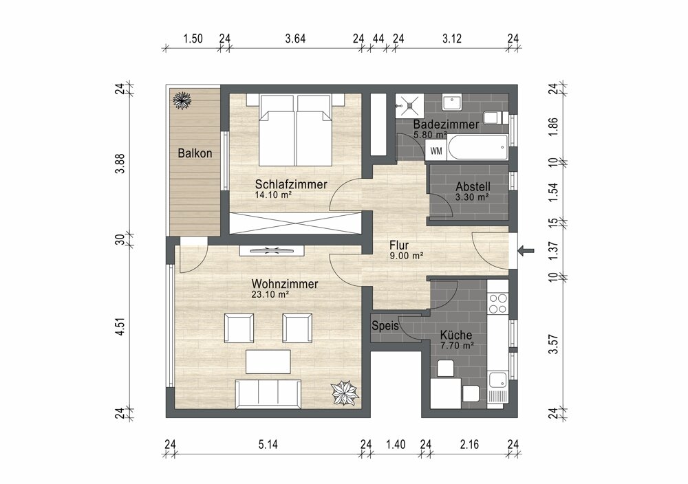 Wohnung zum Kauf 219.000 € 2,5 Zimmer 67 m²<br/>Wohnfläche 4.<br/>Geschoss Langwasser - Südost Nürnberg 90473