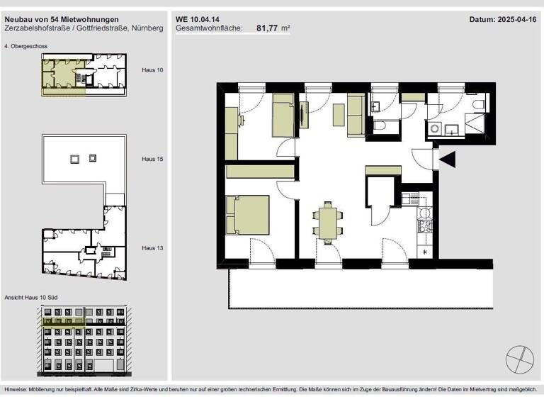WG-Zimmer zur Miete 1.420 € 3 Zimmer 81,1 m² 4. Geschoss frei ab 16.04.2026 Gottfriedstraße 10 St Peter Nürnberg 90478
