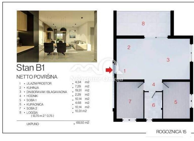 Wohnung zum Kauf 274.000 € 3 Zimmer 66 m² 1. Geschoss Rogoznica Rogoznica
