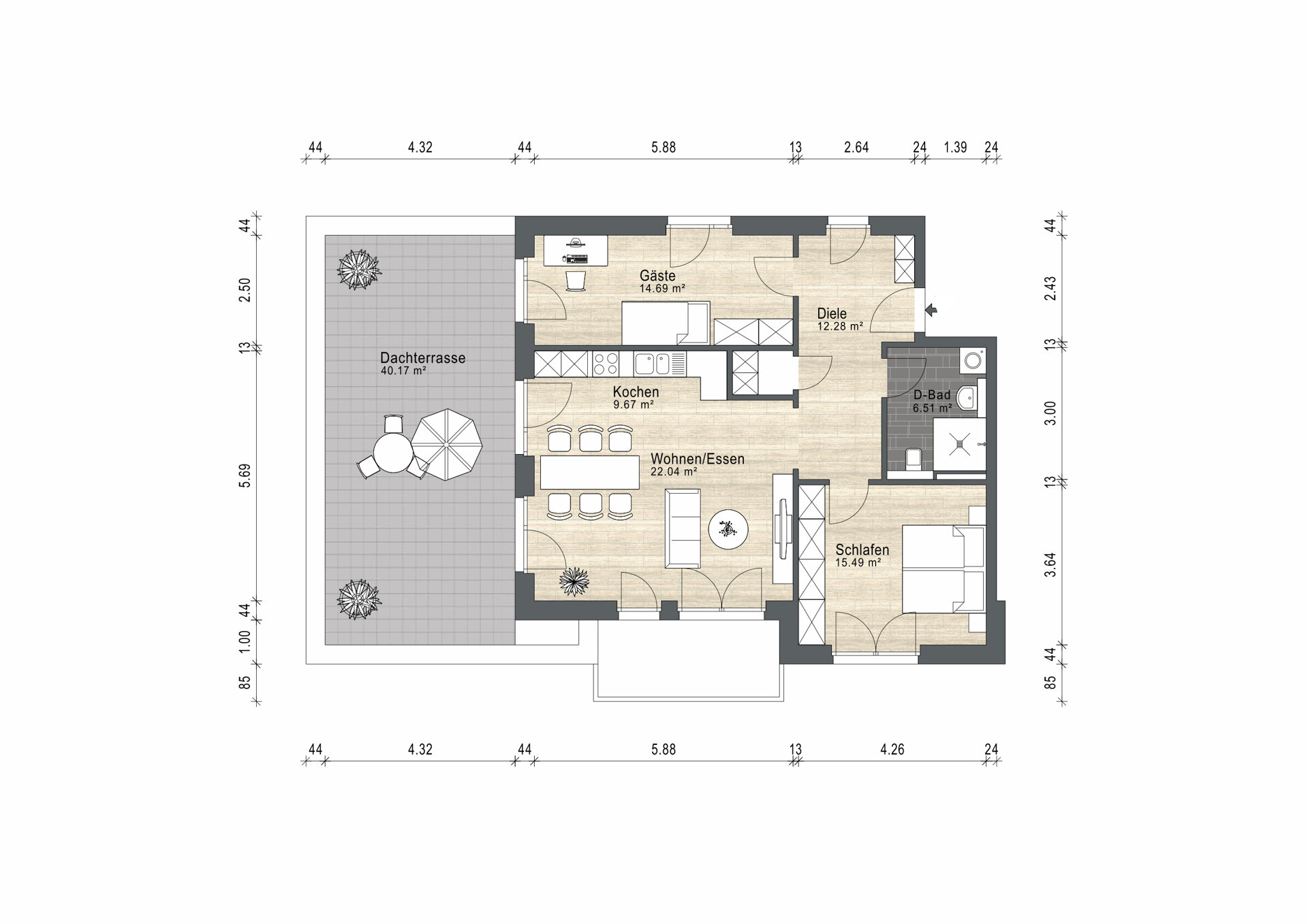 Wohnung zum Kauf provisionsfrei 574.265 € 3 Zimmer 104,2 m²<br/>Wohnfläche Hindenburgstraße 58 Wahlbezirk 9 Bad Schwartau 23611