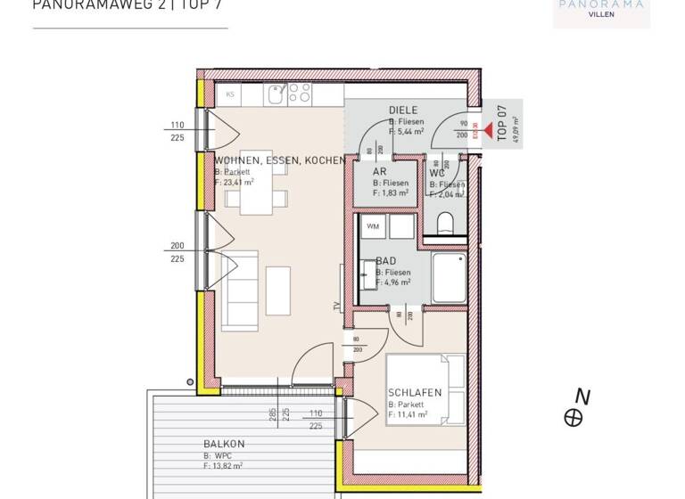 Wohnung zum Kauf 220.000 € 2 Zimmer 49,1 m² 1. Geschoss Panoramaweg 2 Neumarkt im Hausruckkreis 4720