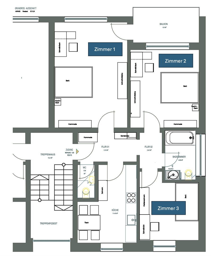 Wohnung zum Kauf provisionsfrei 309.000 € 3 Zimmer 78 m²<br/>Wohnfläche 1.<br/>Geschoss Äußere Frühlingstr. 10 Planungsbezirk 109 Straubing 94315