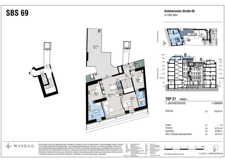 Wohnung zum Kauf - Erstbezug 1.990.000 € 4 Zimmer 126,9 m² Schönbrunnerstraße Wien 1050