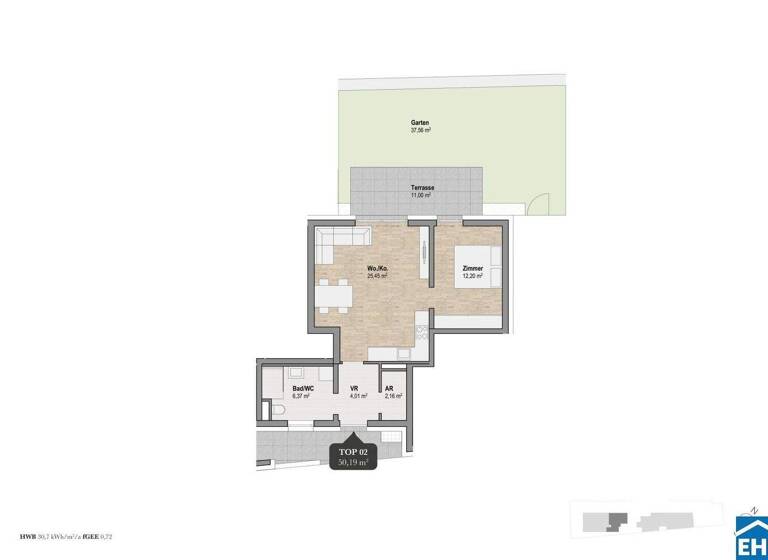 Wohnung zum Kauf - Erstbezug 306.280 € 2 Zimmer 50,2 m² EG Sankt Leonhard Graz 8010