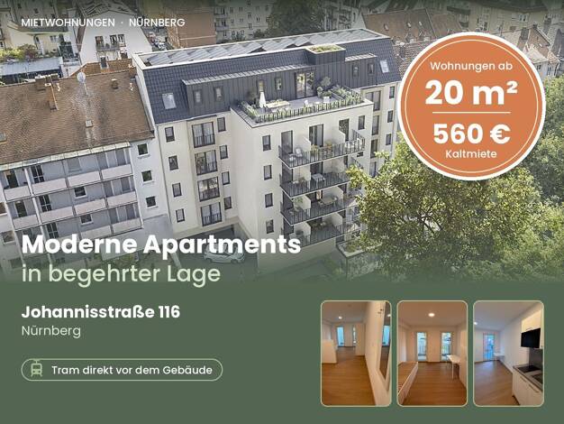 Wohnung zur Miete 560 € 1 Zimmer 20 m² Johannisstraße 116 St Johannis Nürnberg 90419