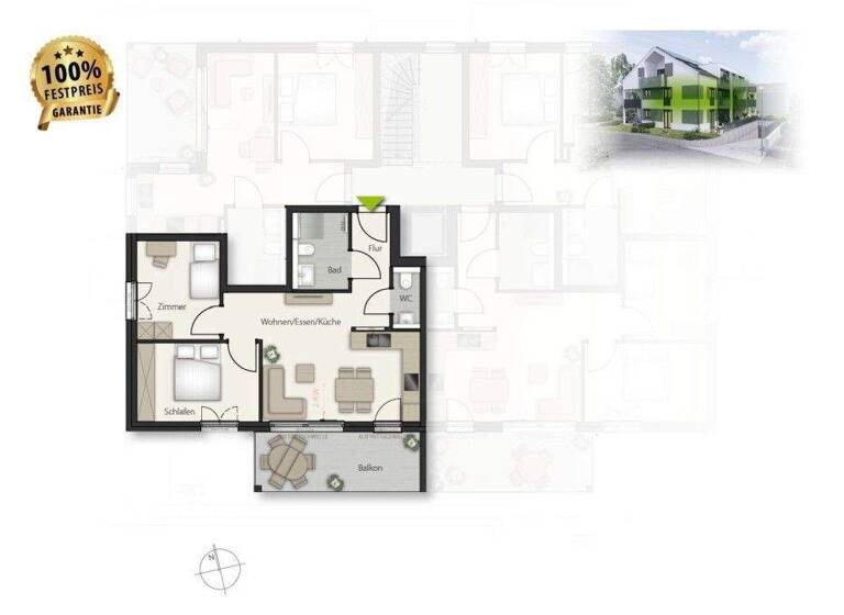 Wohnung zum Kauf provisionsfrei 449.000 € 3 Zimmer 64 m² Dagersheim Böblingen 71034