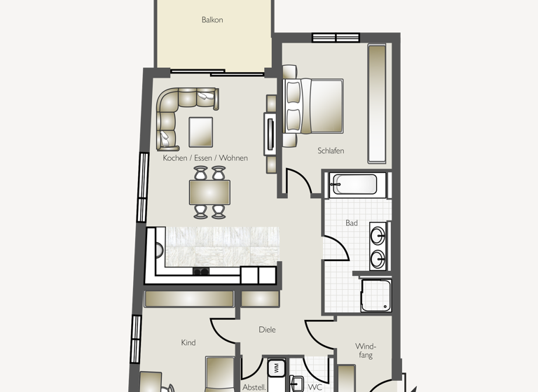 Wohnung zum Kauf - Erstbezug provisionsfrei 480.763 € 4 Zimmer 90,7 m² 2. Geschoss frei ab sofort Kaiserstrasse 81 Bad Saulgau 88348