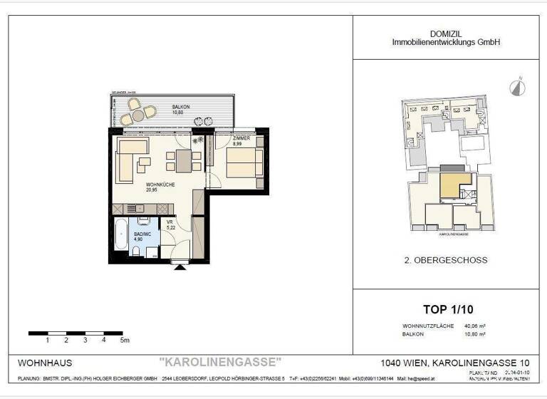 Wohnung zum Kauf - Erstbezug 539.900 € 2 Zimmer 40,2 m² 2. Geschoss Wien 1040