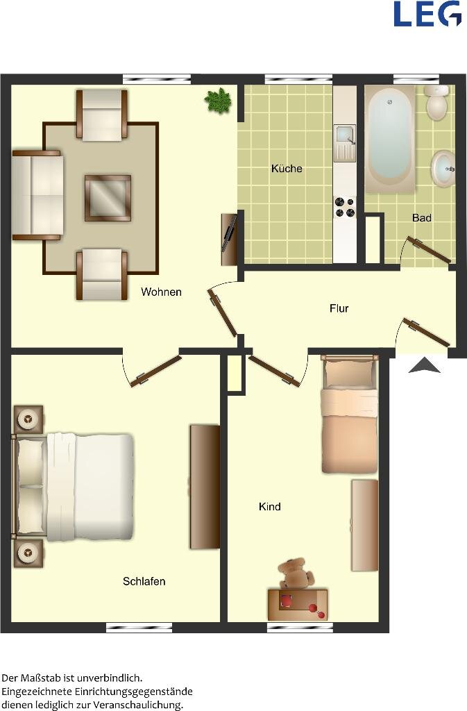 Wohnung zur Miete 374 € 3 Zimmer 51,9 m²<br/>Wohnfläche 1.<br/>Geschoss 01.02.2025<br/>Verfügbarkeit Im Flureck 4 Statistischer Bezirk 52 Hamm 59077